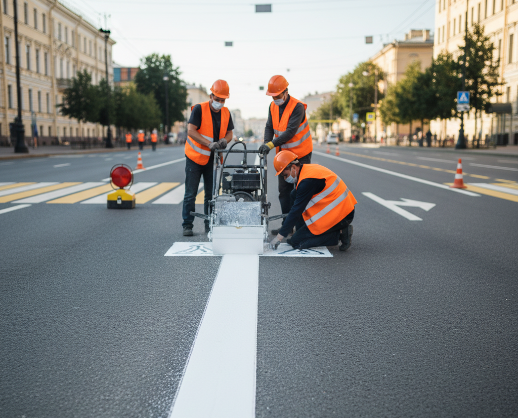 Nanesenie-dorozhnoj-razmetki-SPb